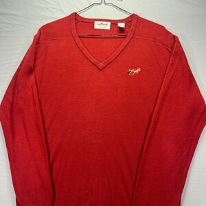 La Mode Sweater Mens 2XL Red Knit Cashmerlon Acrylic Equestrian True Vintage 80s